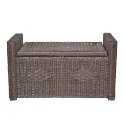 Rattan Geflecht Sitztruhe in Braun - Leony