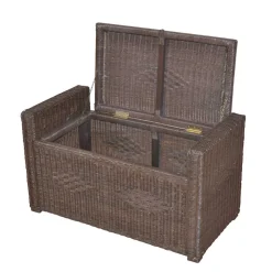 Rattan Geflecht Sitztruhe in Braun - Leony