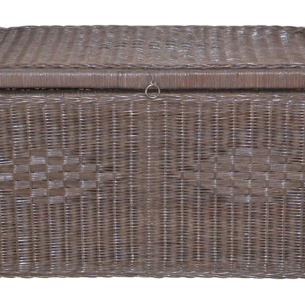Rattan Geflecht Sitztruhe in Braun - Leony