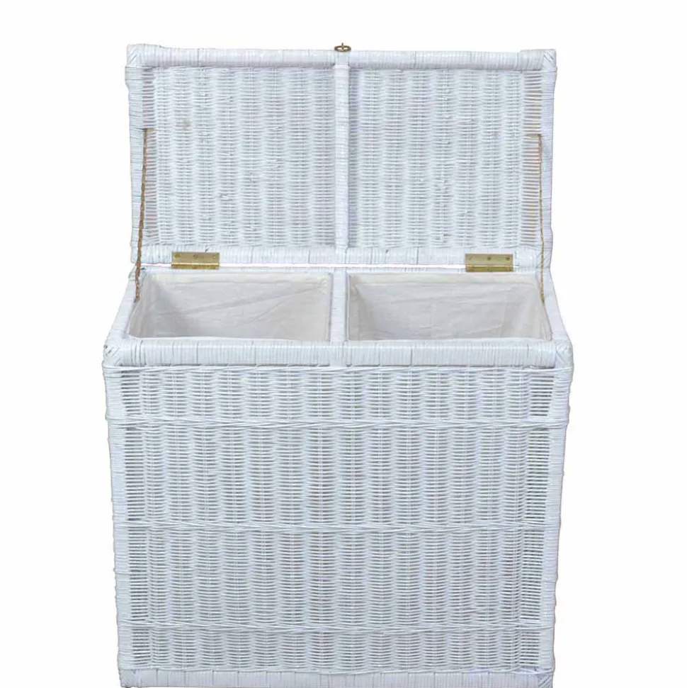 Rattan Geflecht Wäschetruhe mit 2 Kammern - Gulica