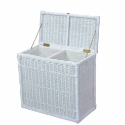 Rattan Geflecht Wäschetruhe mit 2 Kammern - Gulica