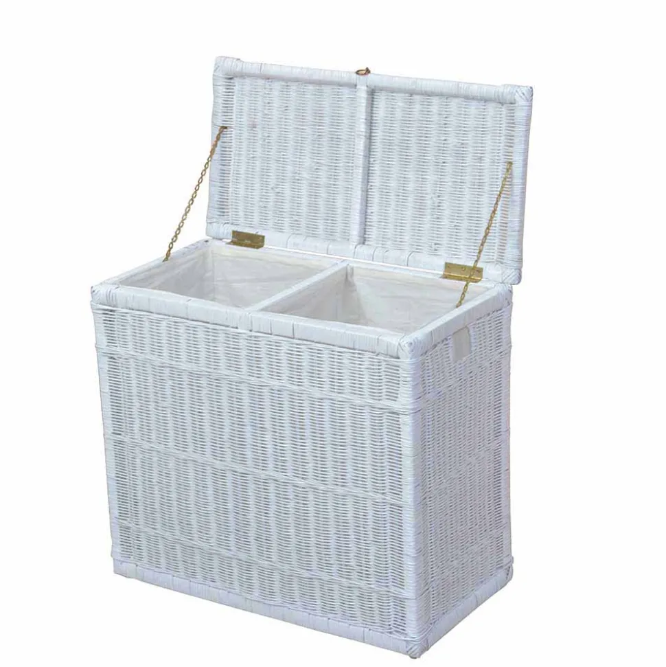 Rattan Geflecht Wäschetruhe mit 2 Kammern - Gulica