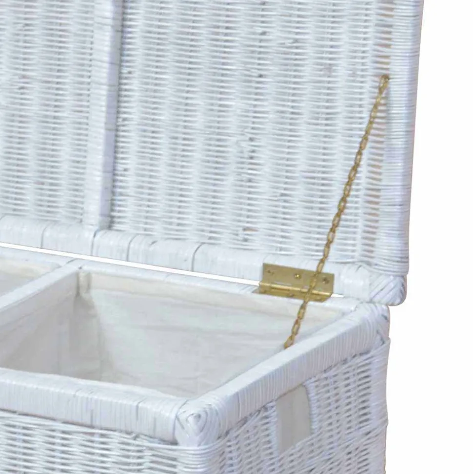 Rattan Geflecht Wäschetruhe mit 2 Kammern - Gulica