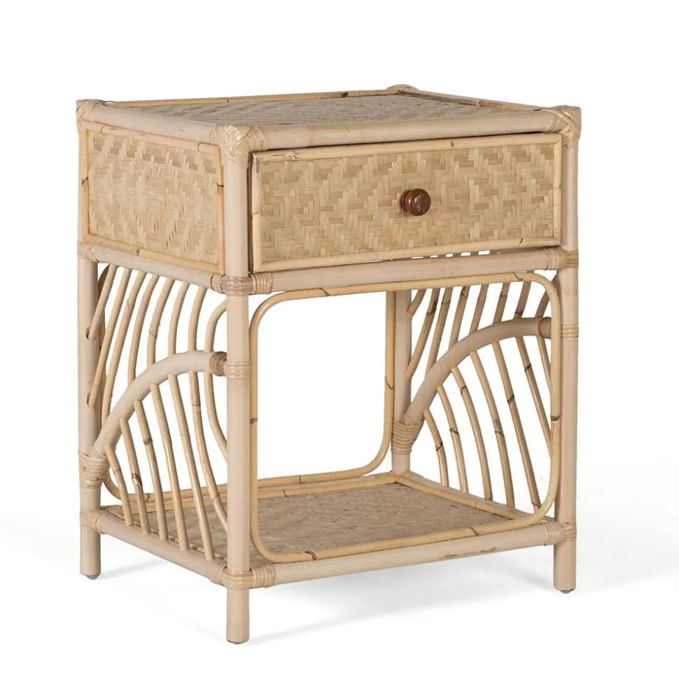 Rattan Nachtkommode mit zwei Ablagen - Robin