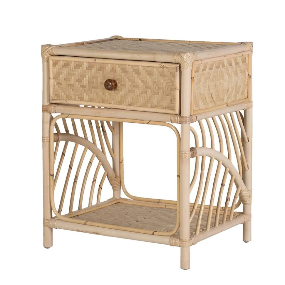 Rattan Nachtkommode mit zwei Ablagen - Robin