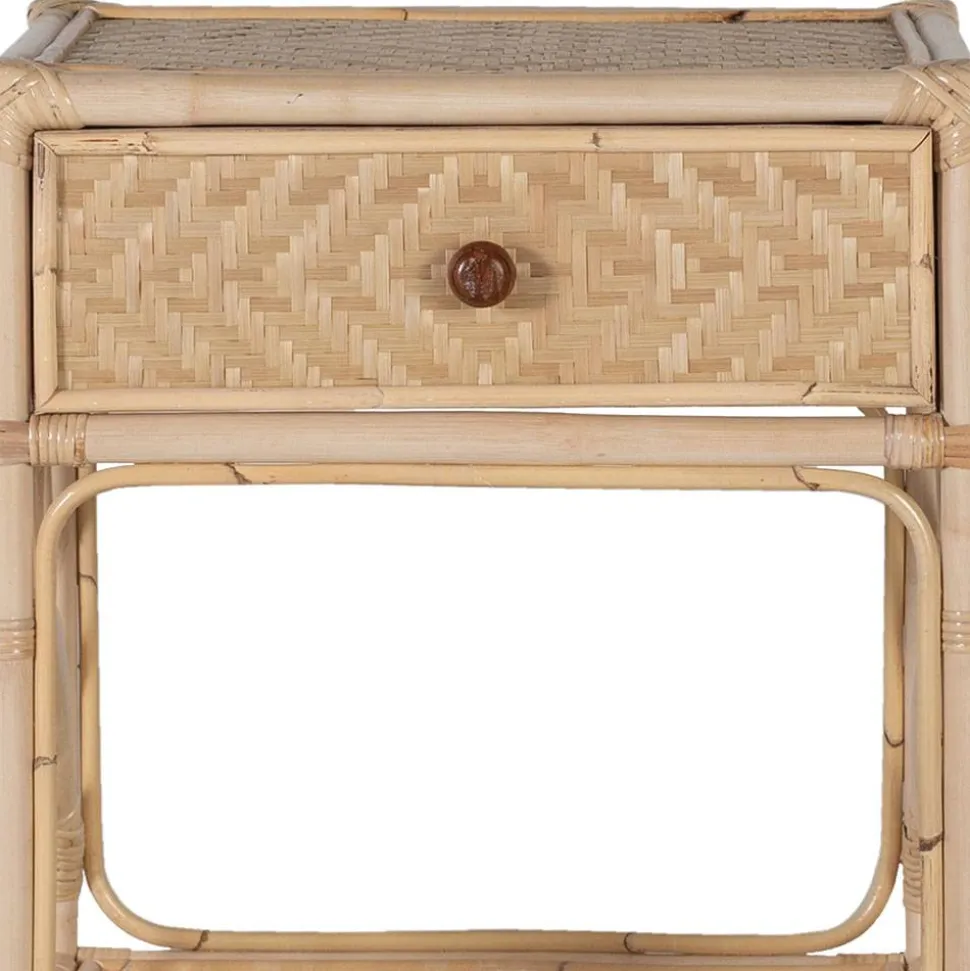 Rattan Nachtkommode mit zwei Ablagen - Robin