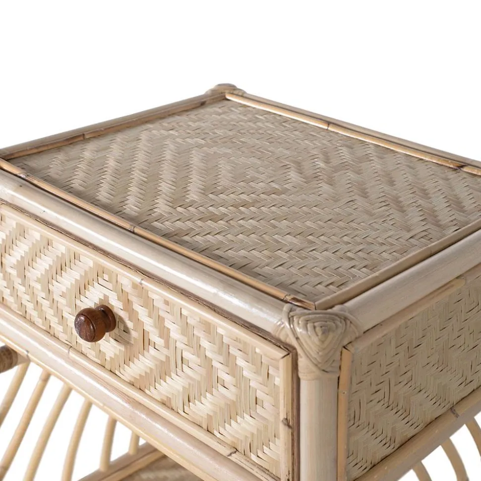 Rattan Nachtkommode mit zwei Ablagen - Robin