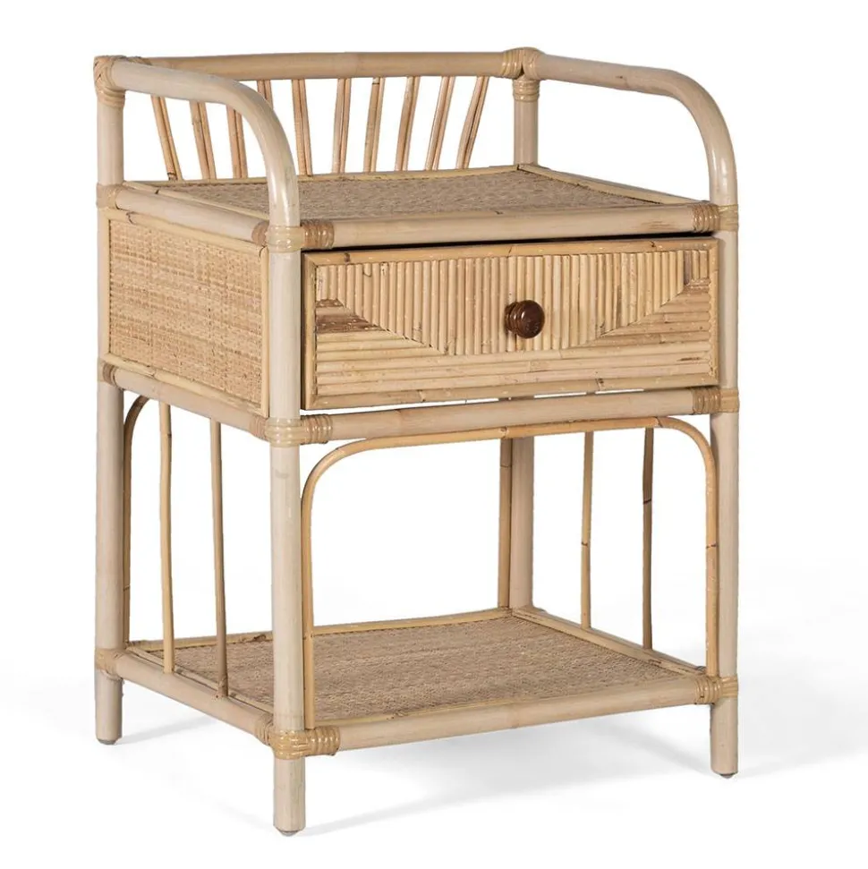 Rattan Nachtkonsole mit zwei Ablagen - Robin