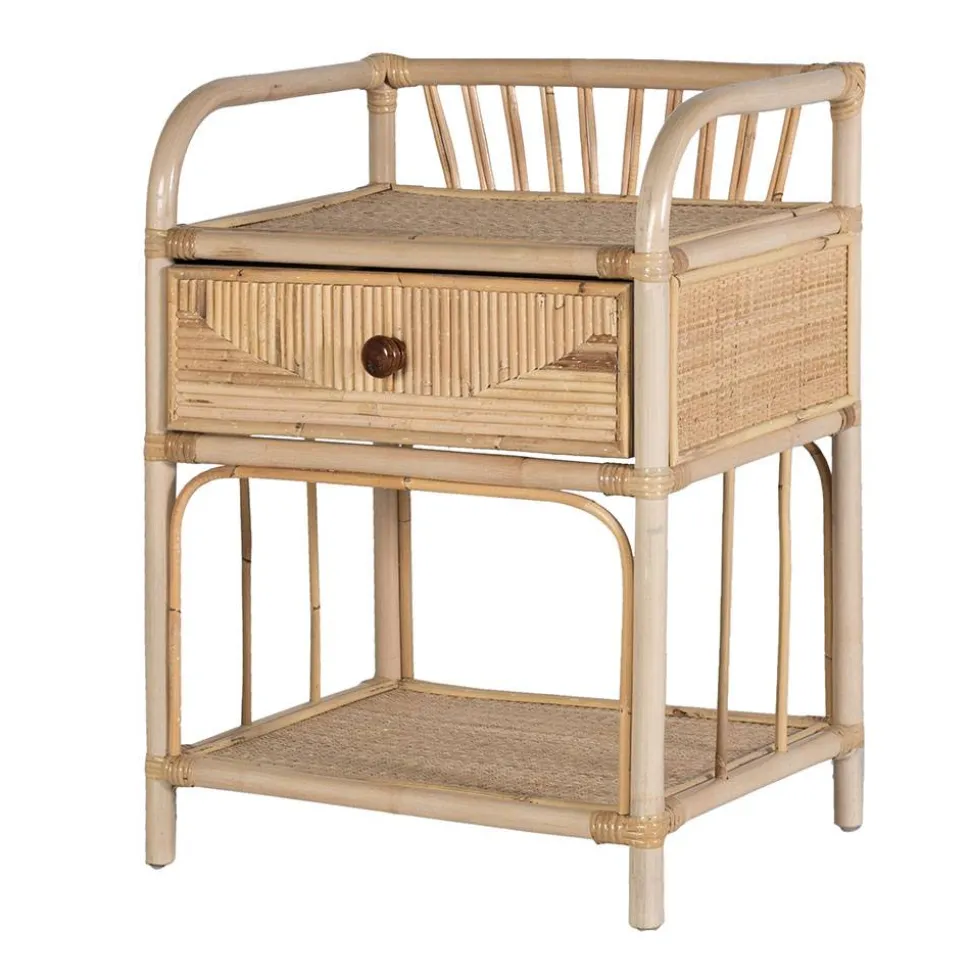 Rattan Nachtkonsole mit zwei Ablagen - Robin
