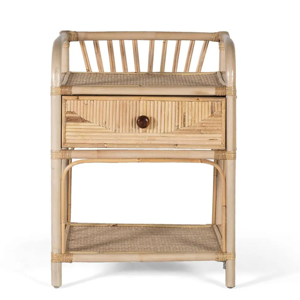 Rattan Nachtkonsole mit zwei Ablagen - Robin