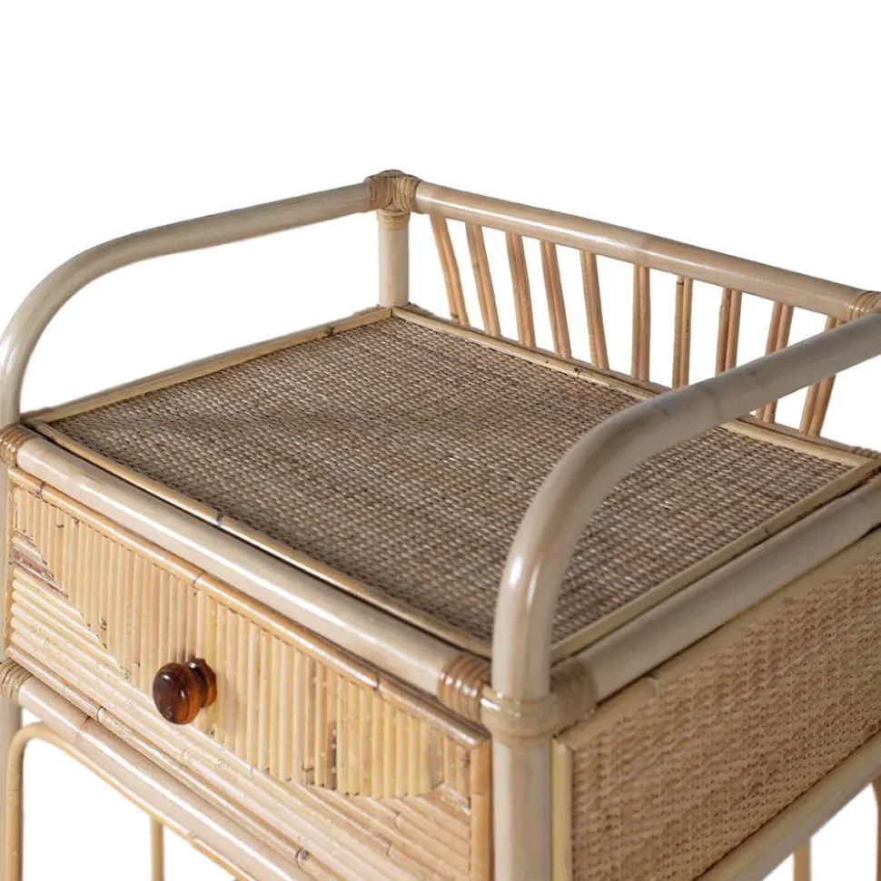 Rattan Nachtkonsole mit zwei Ablagen - Robin