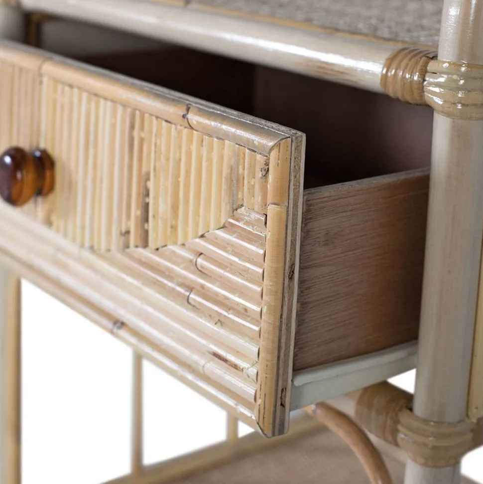 Rattan Nachtkonsole mit zwei Ablagen - Robin