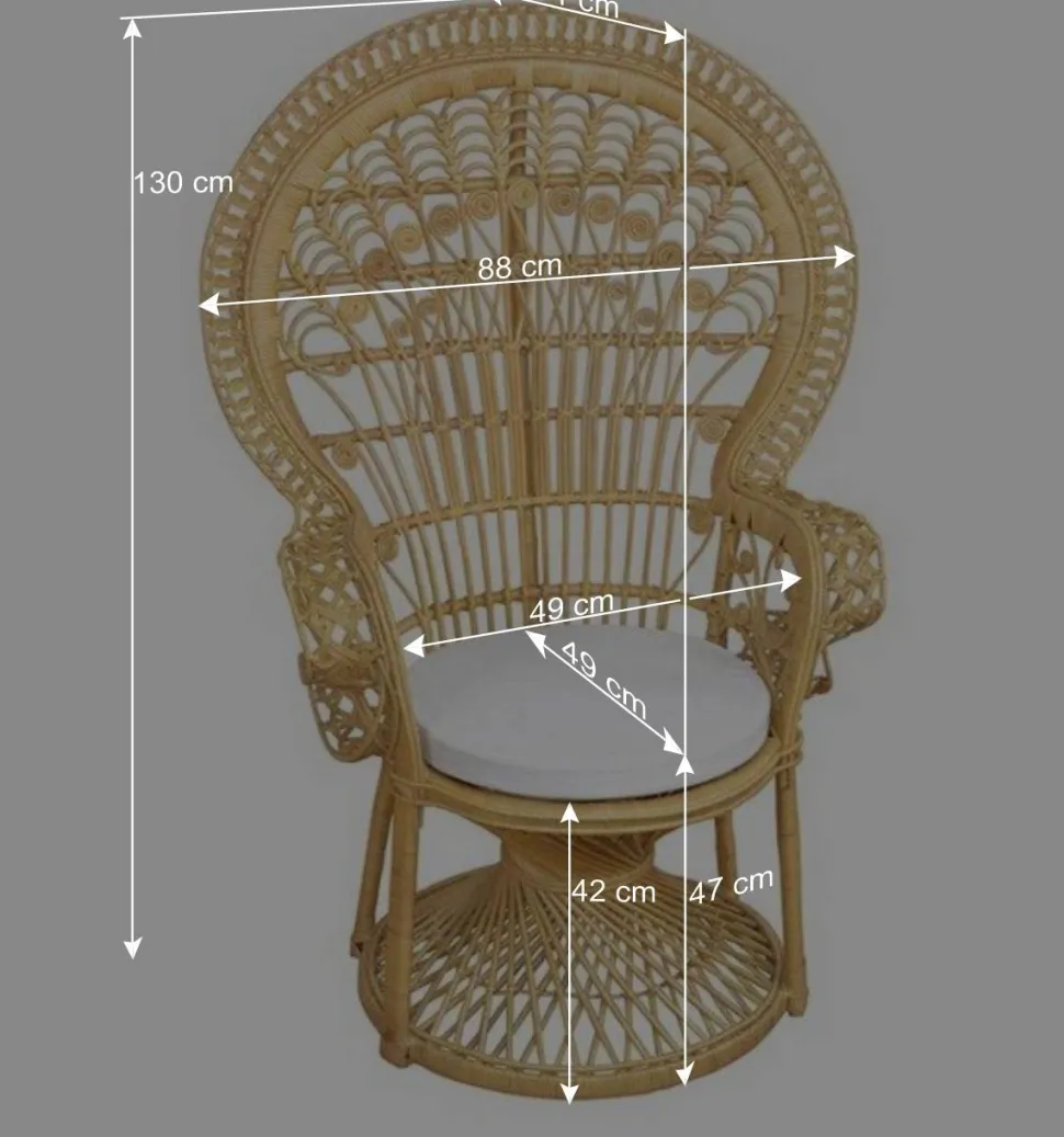 Rattan Pfauenthron Mexicano in Beige