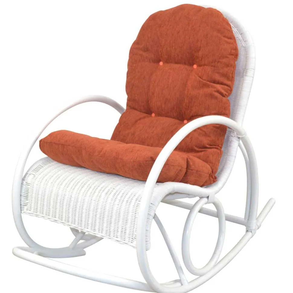 Rattan Schaukelstuhl in Weiß lackiert - Eddi