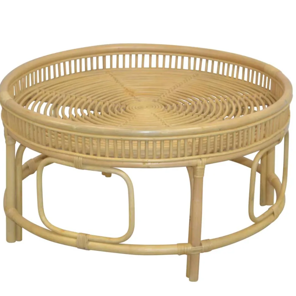 Rattan Sofatisch in Beige 75x41x75 - Juwan