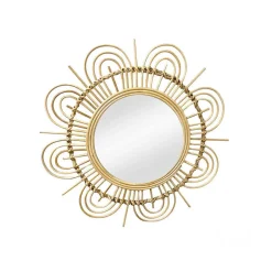 Rattan Spiegel - Blütendesign Geflechtrahmen - Frastiva