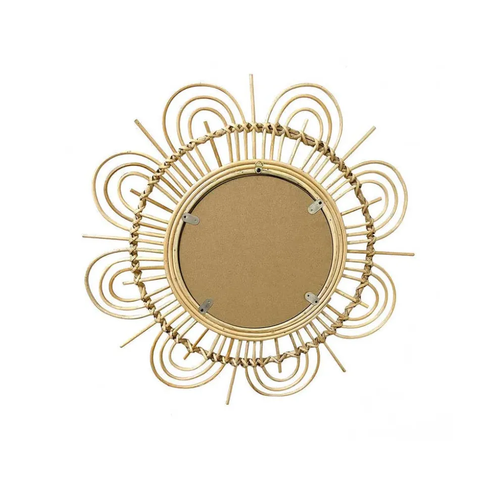 Rattan Spiegel - Blütendesign Geflechtrahmen - Frastiva