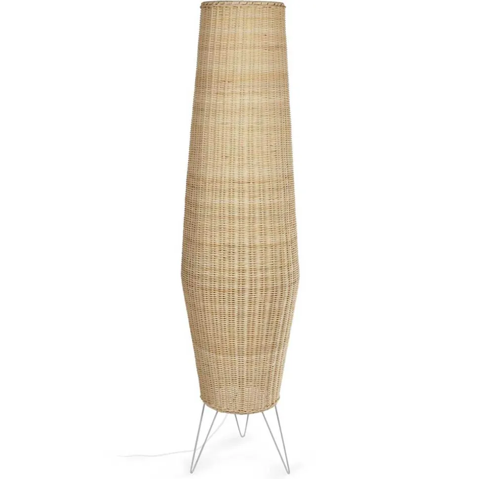 Rattan Stehleuchte aus Geflecht in Beige - Abelonia