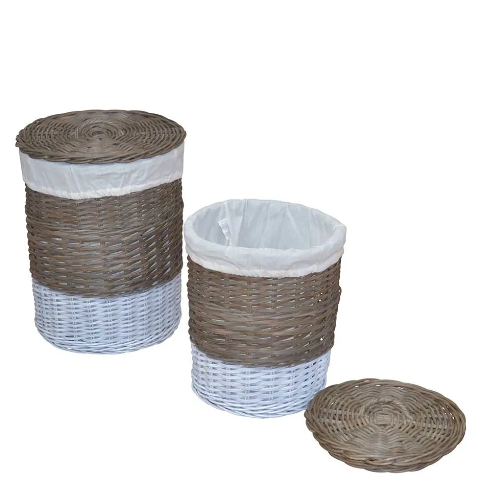 Rattan Wäschekörbe Praseida in Grau (2er Set)