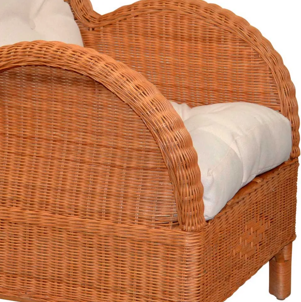 Rattansessel & Fußhocker Set - Nesaris (zweiteilig)