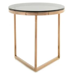 Rauchglas Beistelltisch mit Gestell in Rosegold - Shivan