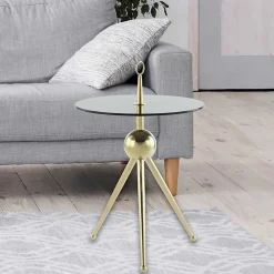 Rauchglas-Beistelltisch mit Drei-Bein-Gestell - Zirova