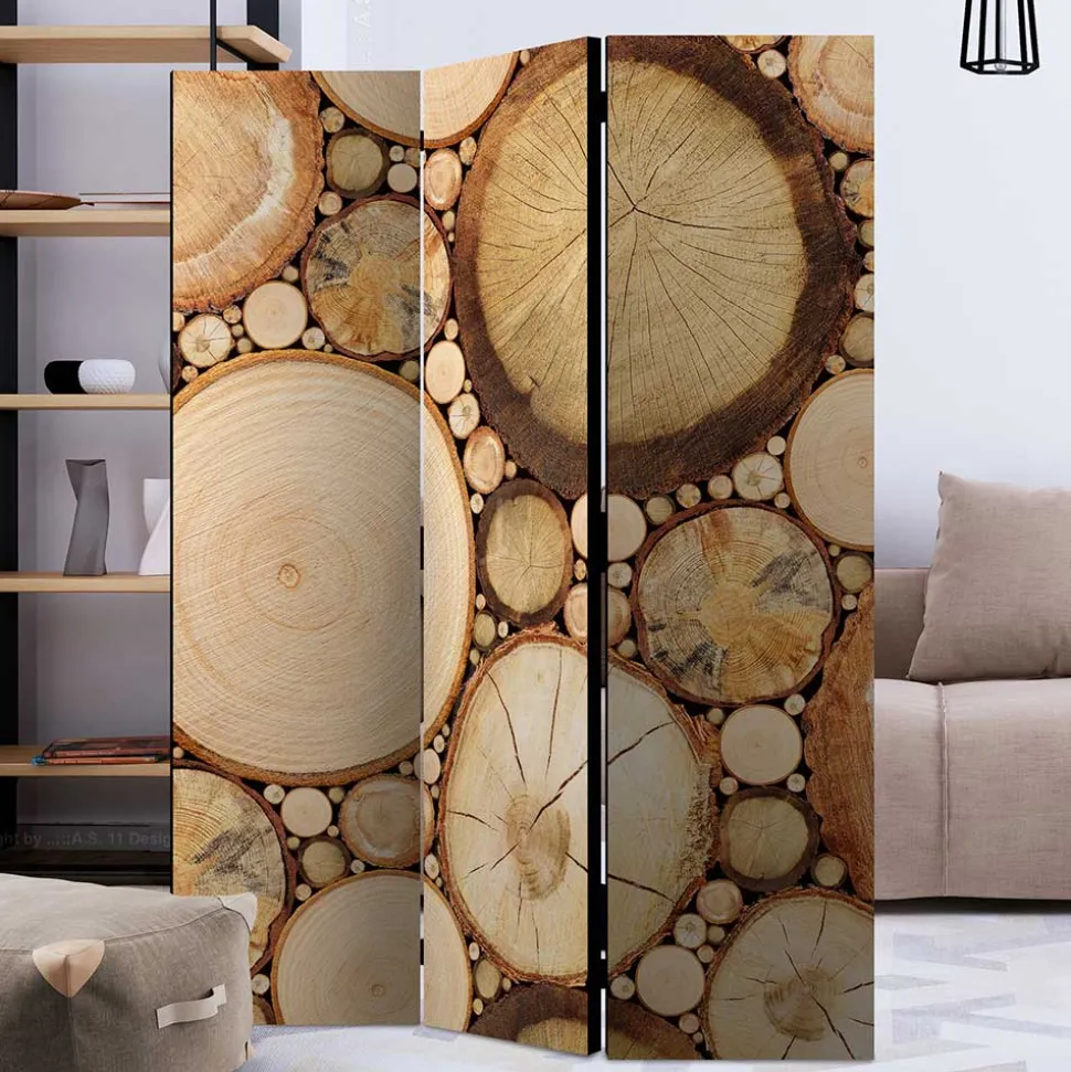 Raumteiler mit Fotodruck Baumscheiben - Siska