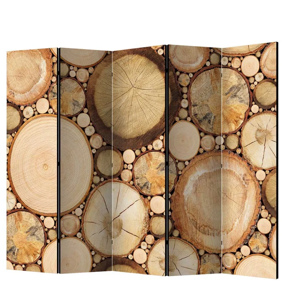 Raumteiler mit Fotodruck Baumscheiben - Siska