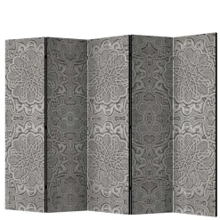 Raumteiler mit Mandala Motiv in Grau - Sololos