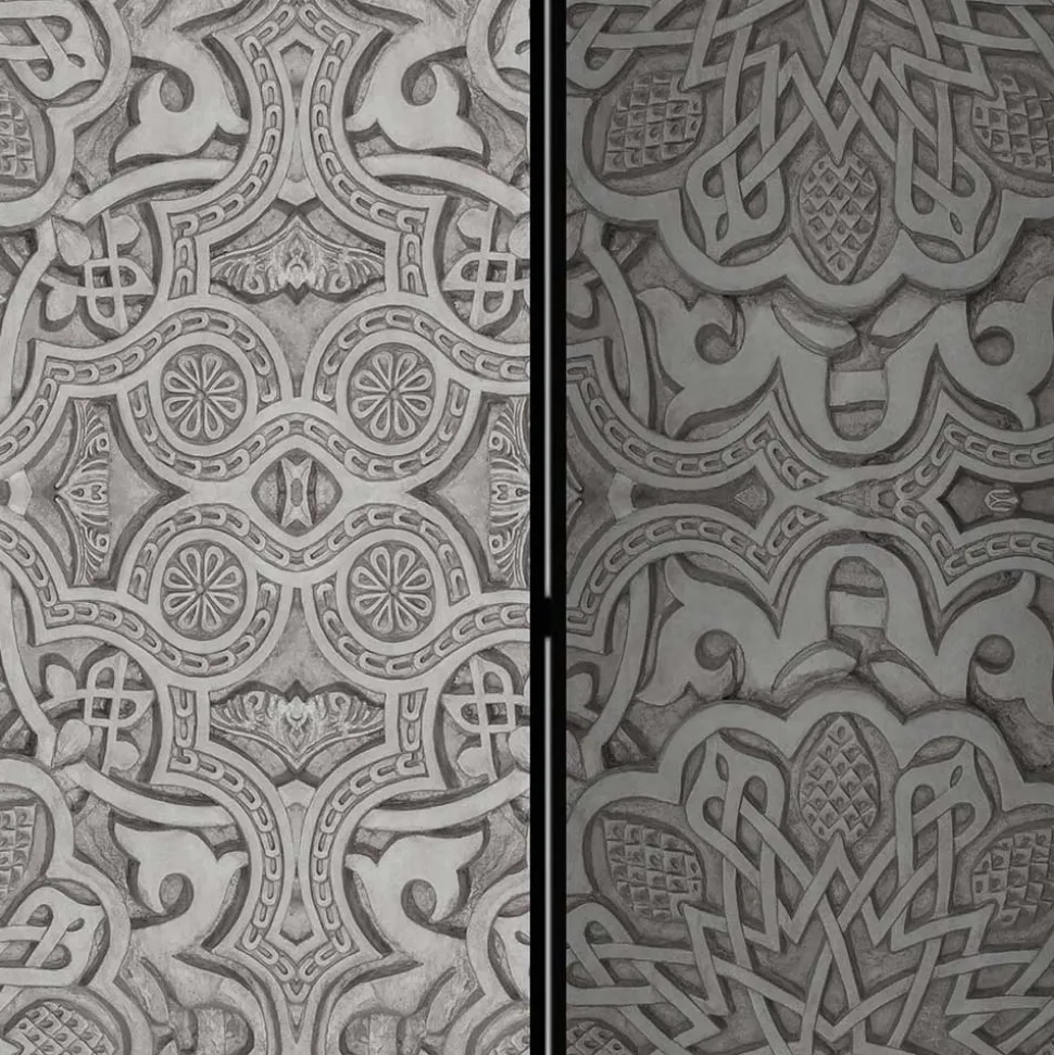 Raumteiler mit Mandala Motiv in Grau - Sololos