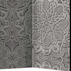 Raumteiler mit Mandala Motiv in Grau - Sololos