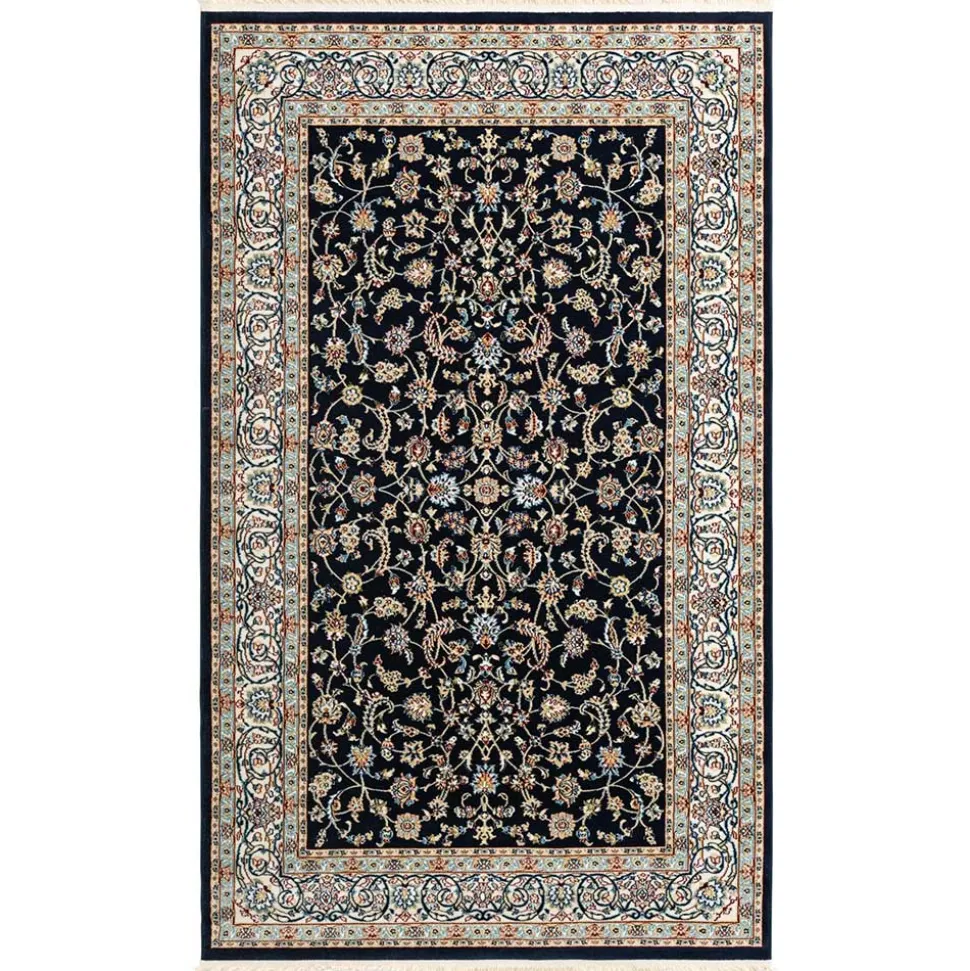 Rechteckiger Orient Teppich in Dunkelblau & Creme - Pandau