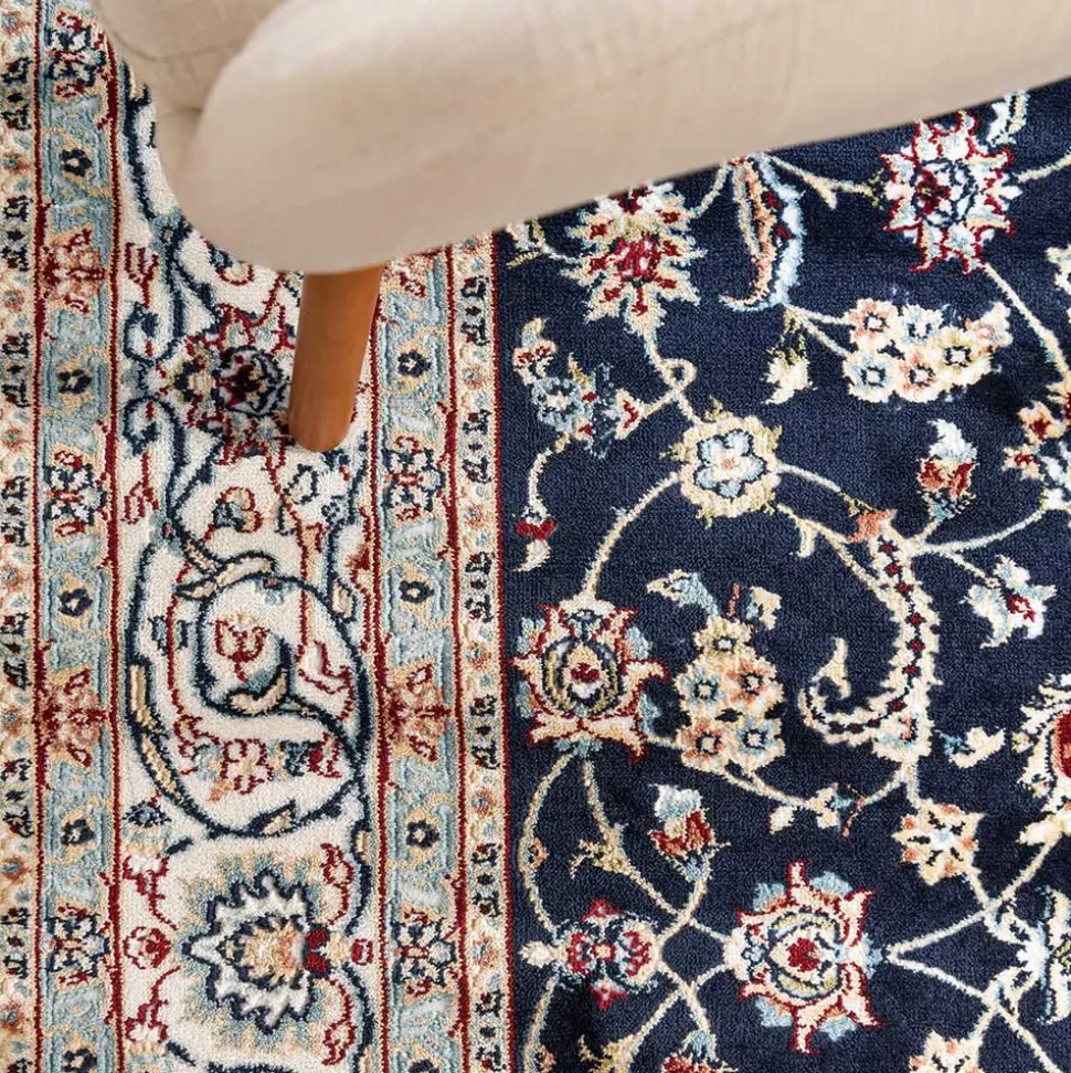 Rechteckiger Orient Teppich in Dunkelblau & Creme - Pandau