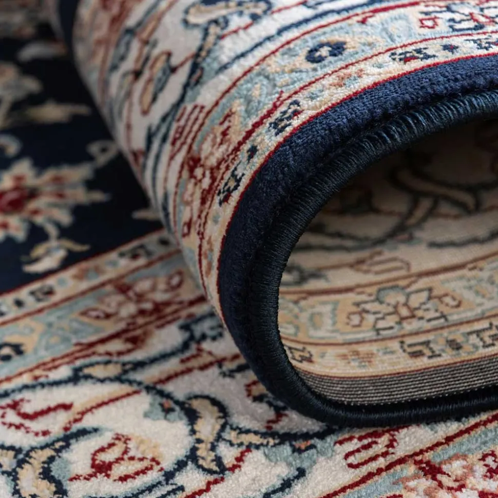 Rechteckiger Orient Teppich in Dunkelblau & Creme - Pandau