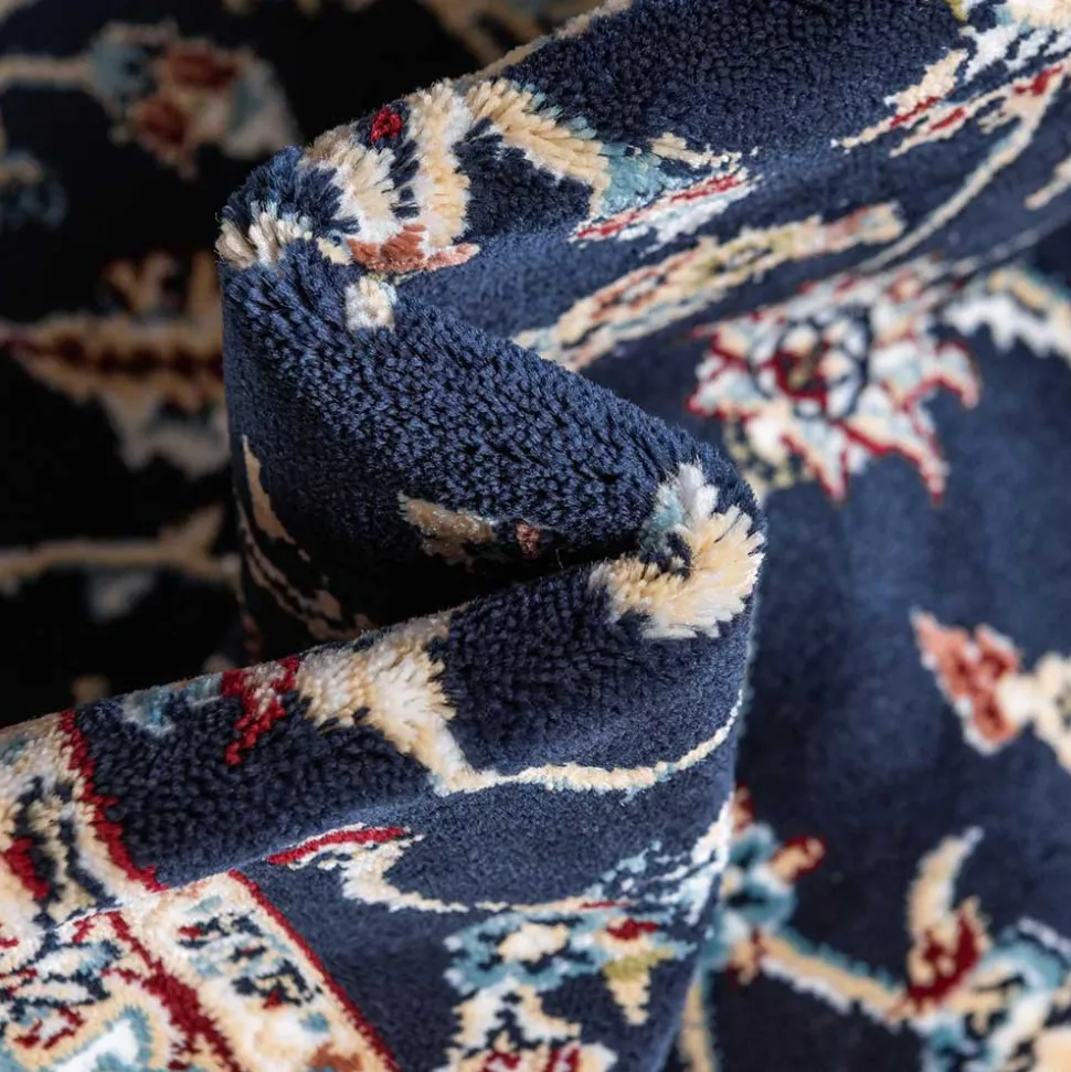 Rechteckiger Orient Teppich in Dunkelblau & Creme - Pandau