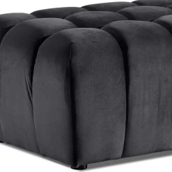 Rechteckiger Samthocker in Dunkelgrau - Zeonela