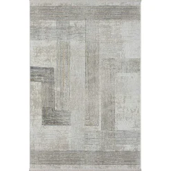 Rechteckiger Teppich in Creme und Hellgrau - Sascora