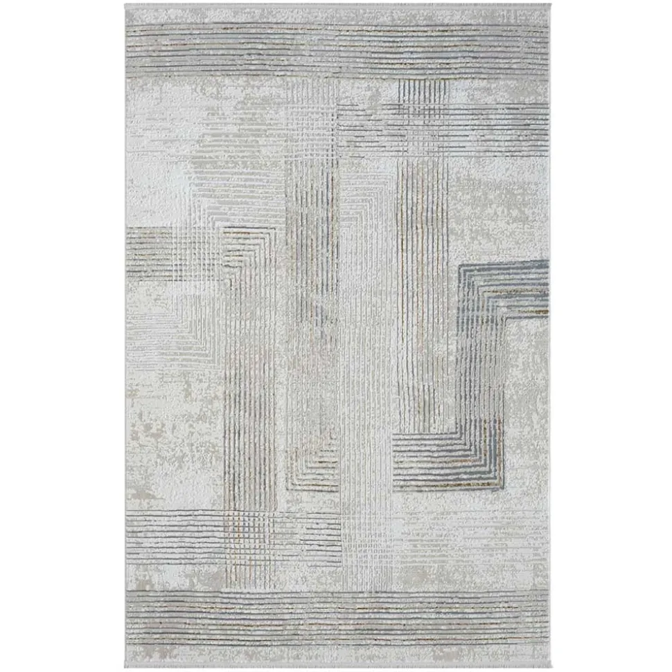 Rechteckiger Teppich in Creme und Hellgrau - Sascora
