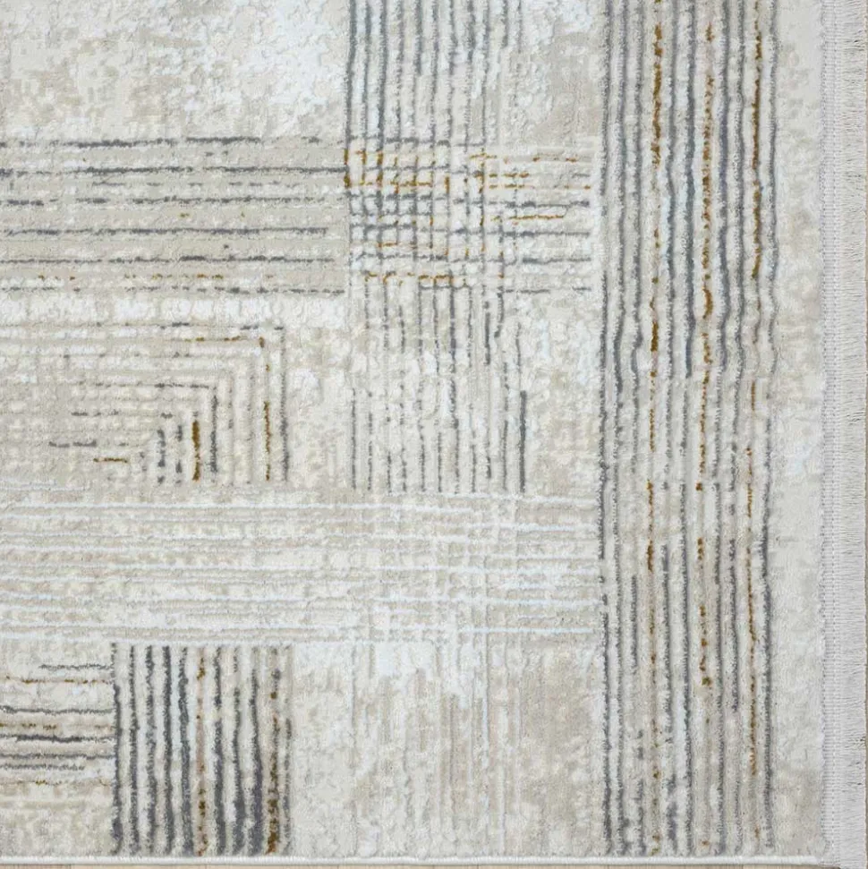 Rechteckiger Teppich in Creme und Hellgrau - Sascora