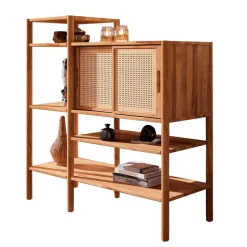 Regal aus Wildbuche mit zwei Schiebetüren - Indrya