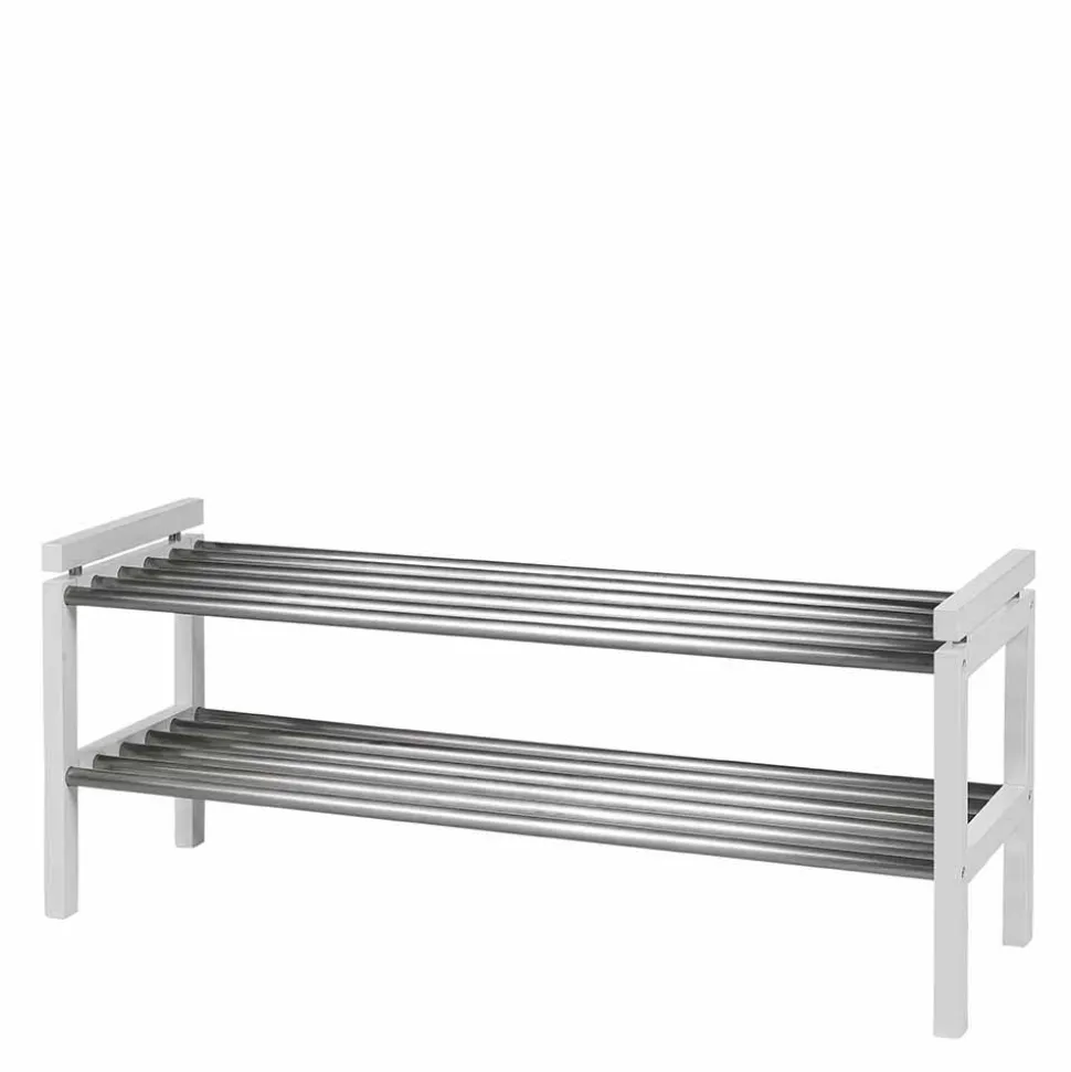 Regal für Schuhe in Weiß & Edelstahl - Gorfu