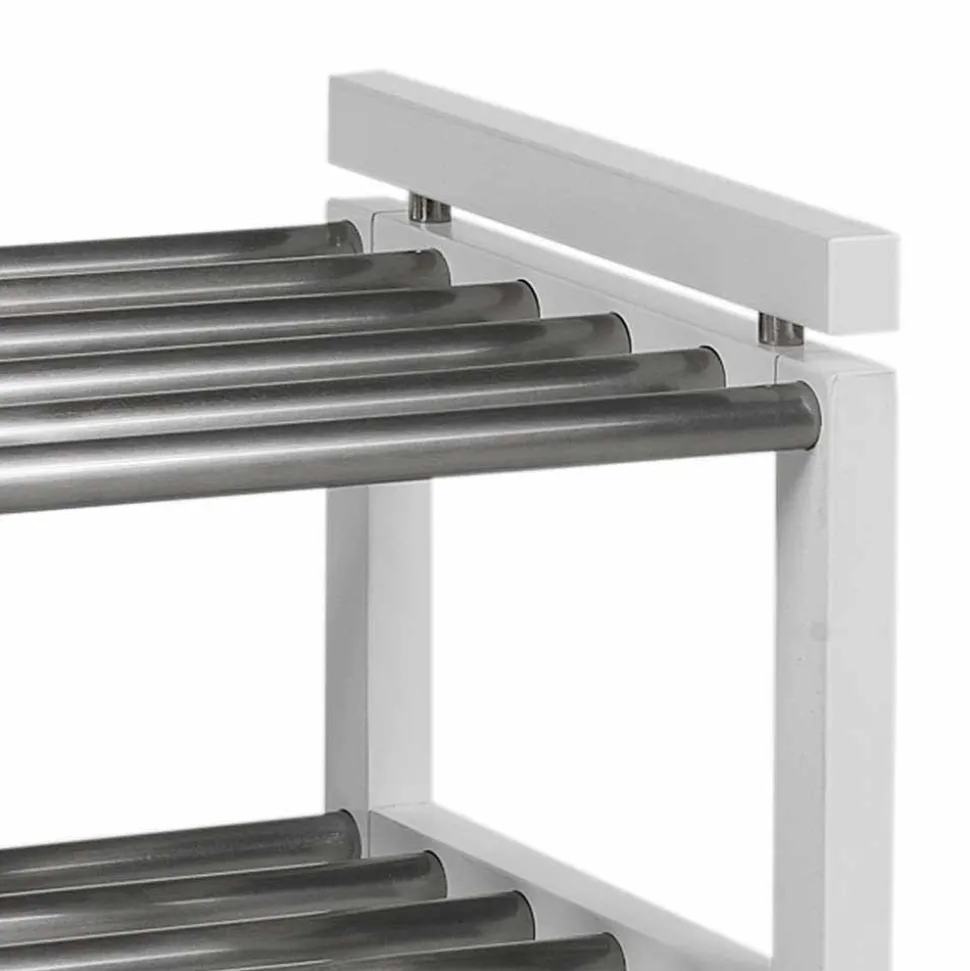 Regal für Schuhe in Weiß & Edelstahl - Gorfu