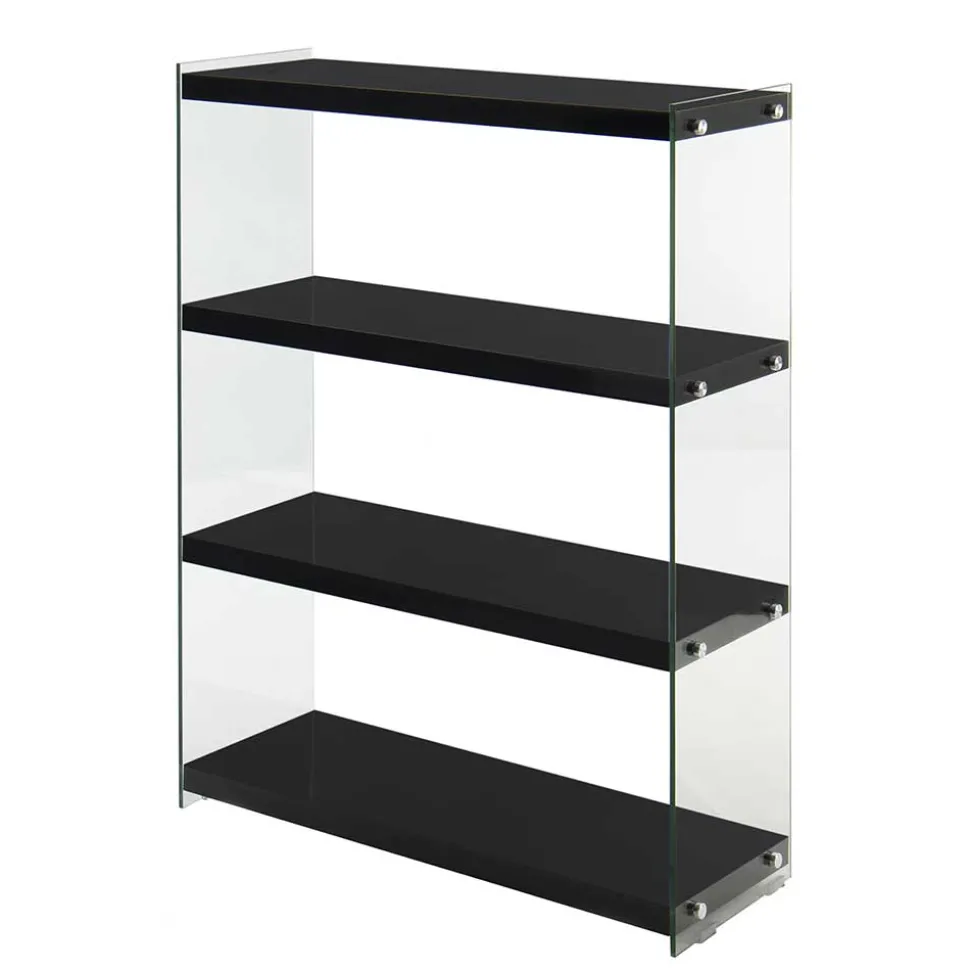 Regal in Hochglanz Schwarz & Transparent - Viverone