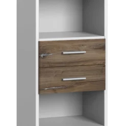 Regal in Weiß & Eiche verwittert Dekor - Liesca