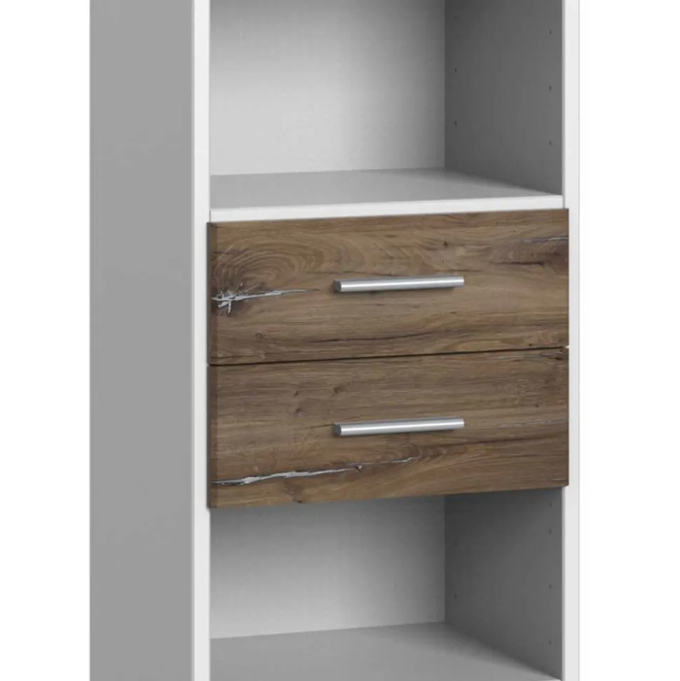 Regal in Weiß & Eiche verwittert Dekor - Liesca