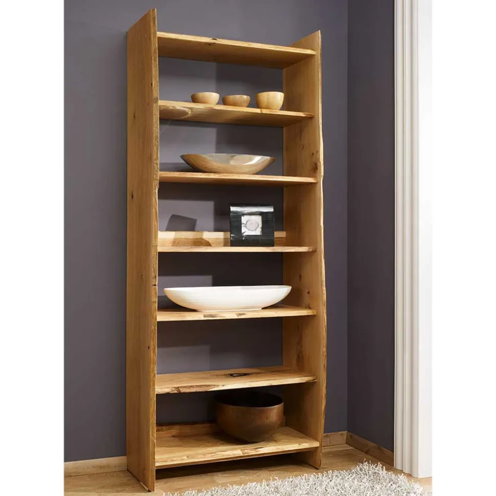 Regal mit Baumkante aus Eiche Massivholz - Avidora