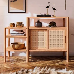 Regal mit drei Fächern & zwei Schiebetüren - Indrya