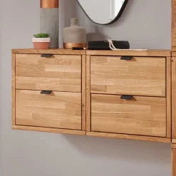 Regalwürfel mit zwei Schubladen aus Wildeiche - Iljona