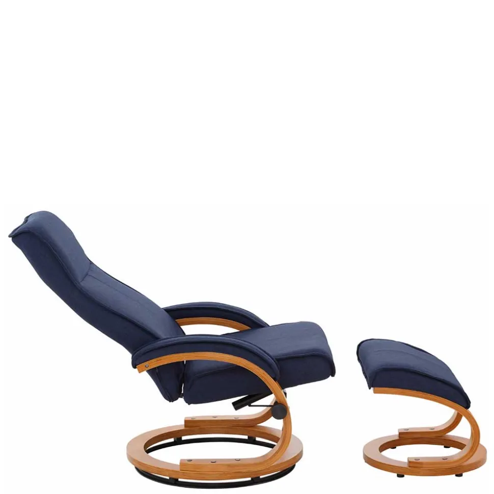 Relaxsessel mit Fußhocker in Dunkelblau - Thani (zweiteilig)