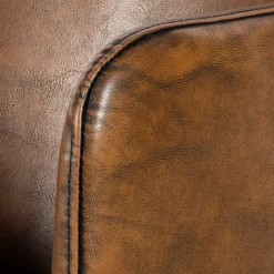 Retro Armlehnenstuhl aus braunem Kunstleder - Fulivia (2er Set)